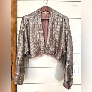 Free People Sequin Fringe Shrug